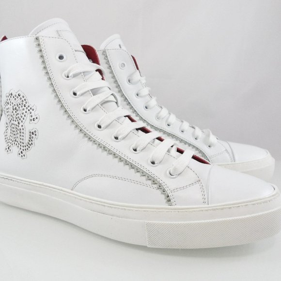 🎁FATHERS DAY NEW $579 ROBERTO CAVALLI HI-TOP EMBELLISHED RC LOGO SNEAKERS 45 - Picture 5 of 12
